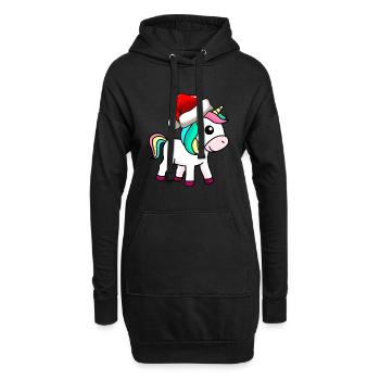 Licorne Comic Christmas - Sweat-shirt à capuche long Femme - noir - Devant