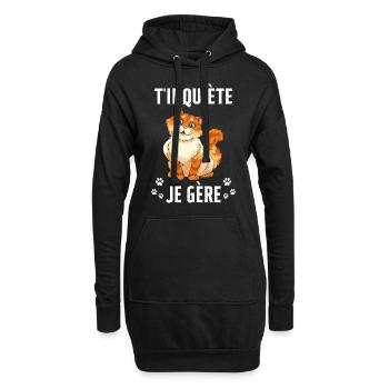 T'inquiète Je Gère Cadeau Humour - Sweat-shirt à capuche long Femme - noir - Devant