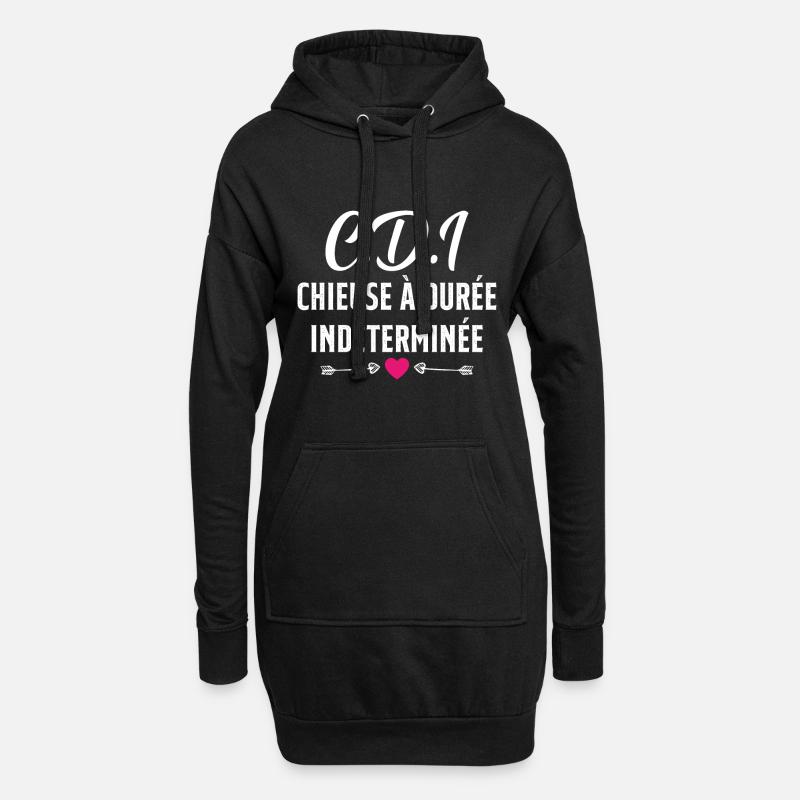 CDI Chieuse à durée indéterminée cadeau humour - Sweat-shirt à capuche long Femme - noir