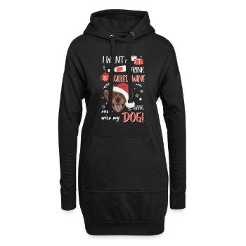 Labrador vin chaud Noël - Sweat-shirt à capuche long Femme - noir - Devant