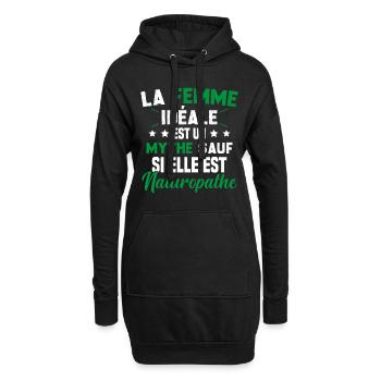 La femme idéale est un mythe sauf naturopathe - Sweat-shirt à capuche long Femme - noir - Devant