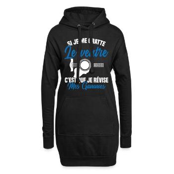 Si je me gratte le ventre humour guitariste - Sweat-shirt à capuche long Femme - noir - Devant