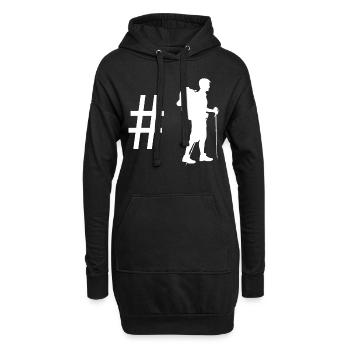 Hashtag - Wandern - - Hoodie-Kleid - Schwarz - Vorne