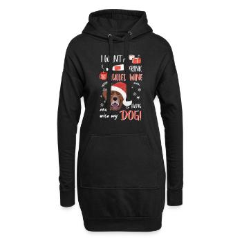 Labrador vin chaud Noël - Sweat-shirt à capuche long Femme - noir - Devant