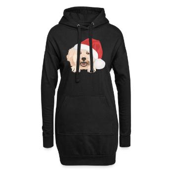 Pudel Frohe Weihnachten - Hoodie-Kleid - Schwarz - Vorne