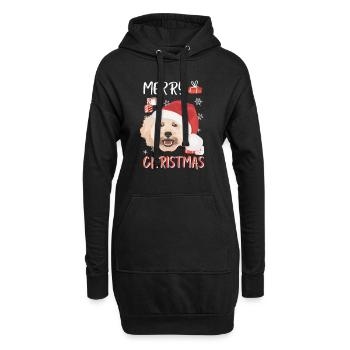 Pudel Frohe Weihnachten - Hoodie-Kleid - Schwarz - Vorne