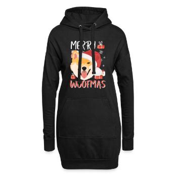 Shiba Inu Joyeux Noël - Sweat-shirt à capuche long Femme - noir - Devant