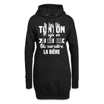 Tonton Magicien Apéro Drôle Bière - Sweat-shirt à capuche long Femme - noir - Devant