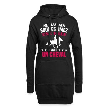 cadeau humour cheval / fille à cheval - Sweat-shirt à capuche long Femme - noir - Devant