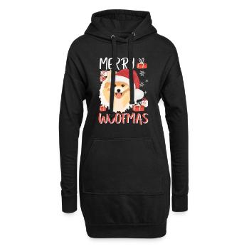 Zwergspitz Joyeux Noël - Sweat-shirt à capuche long Femme - noir - Devant