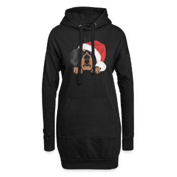 Teckel à poil dur Joyeux Noël - Sweat-shirt à capuche long Femme - noir - Devant