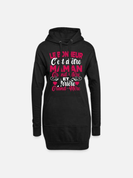 Cadeau Fête des Mère pour Arrière Grand-Mère - Sweat-shirt à capuche long Femme - noir
