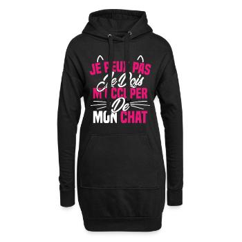 je peux pas mon chat femme humour cadeau - Sweat-shirt à capuche long Femme - noir - Devant
