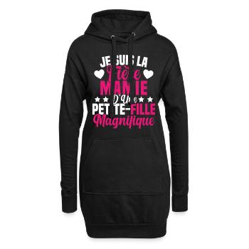 Je suis la Fière Mamie d'une Petite Fille Cool - Sweat-shirt à capuche long Femme - noir - Devant