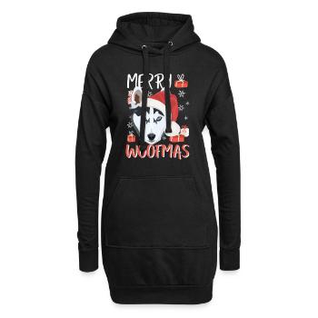 Husky Joyeux Noël - Sweat-shirt à capuche long Femme - noir - Devant
