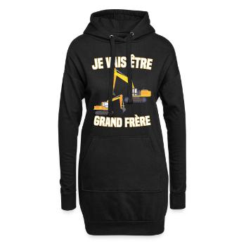 Je vais être grand frère véhicule de construction - Sweat-shirt à capuche long Femme - noir - Devant