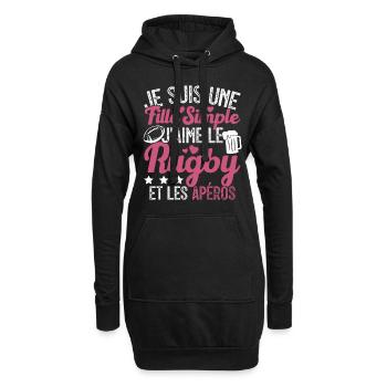 Femme Joueur De Rugby Cool Filles Rugby Et Apéros - Sweat-shirt à capuche long Femme - noir - Devant