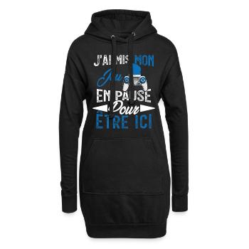 J'ai mis mon jeu en pause pour être ici Geek Noël - Sweat-shirt à capuche long Femme - noir - Devant