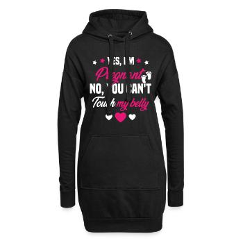 Je suis enceinte touchez pas mon ventre - Sweat-shirt à capuche long Femme - noir - Devant