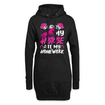 Désolé mon cheval a mangé mes devoirs 1 - - Sweat-shirt à capuche long Femme - noir - Devant