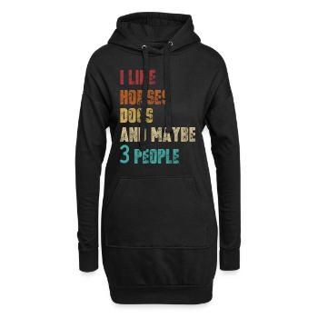 Ich mag Pferde, Hunde und vielleicht 3 Menschen 1 - Hoodie-Kleid - Schwarz - Vorne