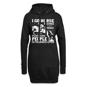 Je fais de l’équitation parce que c’est mal vu de rencontrer des gens. - Sweat-shirt à capuche long Femme - noir - Devant