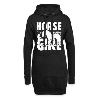 Fille aimant les chevaux - - Sweat-shirt à capuche long Femme - noir - Devant