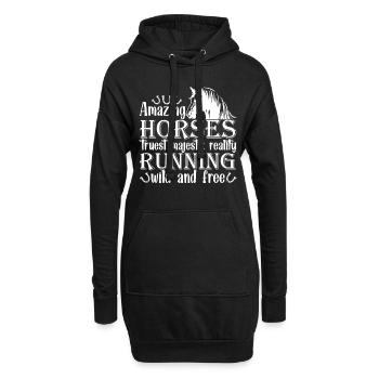 Chevaux étonnants Vrai Réalité majestueuse Courir Wil - Sweat-shirt à capuche long Femme - noir - Devant