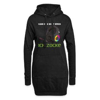 Je ne t’entends pas je joue aux joueurs - Sweat-shirt à capuche long Femme - noir - Devant