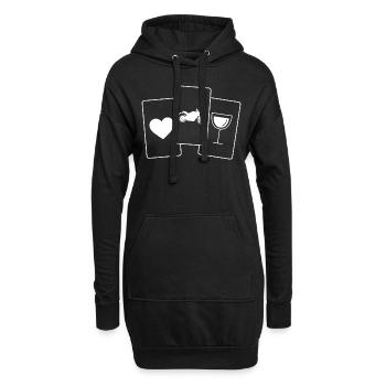 Herz - Wein - Motorrad - - Hoodie-Kleid - Schwarz - Vorne