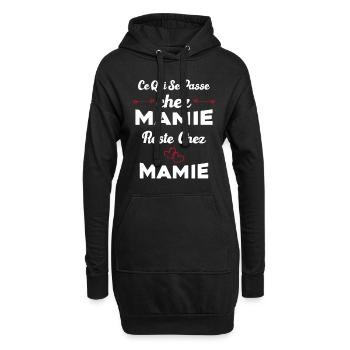 Ce qui se passe chez mamie reste chez mamie Cadeau - Sweat-shirt à capuche long Femme - noir - Devant