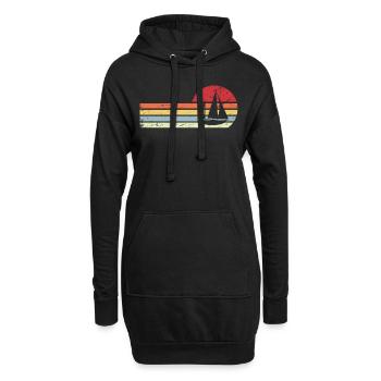 Sun et Retro Lines - Voile - - Sweat-shirt à capuche long Femme - noir - Devant