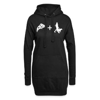 Pizza - Frau mit Hund - - Hoodie-Kleid - Schwarz - Vorne