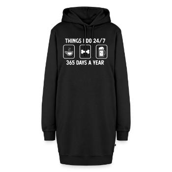 Je pense que je fais 24 heures sur 24, 7 jours sur 7, 365 jours par an - bière - - Sweat-shirt à capuche long Femme - noir - Devant