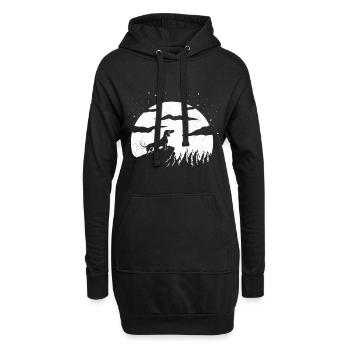 La Lune et le chien - Sweat-shirt à capuche long Femme - noir - Devant