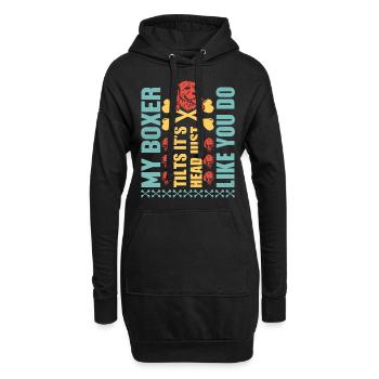 Mein Boxer legt den Kopf schief, genau wie du - Hu - Hoodie-Kleid - Schwarz - Vorne