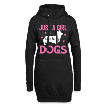 Juste une fille qui aime les chiens - Sweat-shirt à capuche long Femme - noir - Devant