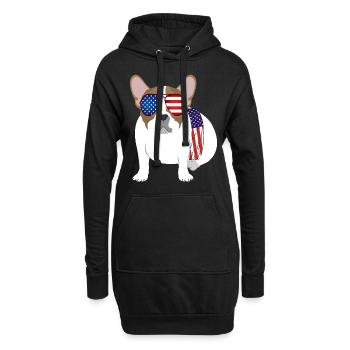 Hund - Amerikaner - Sonnenbrille - Hoodie-Kleid - Schwarz - Vorne