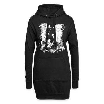 Glücklicher Collie-Hund - Hoodie-Kleid - Schwarz - Vorne