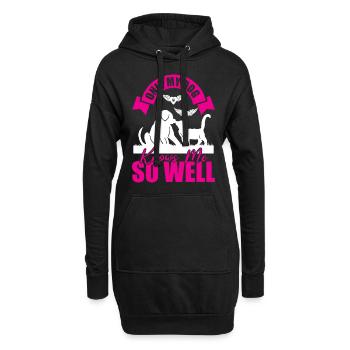 Nur mein Hund kennt mich so gut - rosa und weiß - Hoodie-Kleid - Schwarz - Vorne