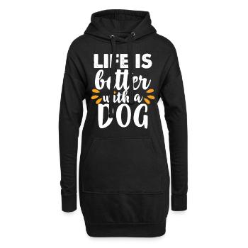 Das Leben ist besser mit einem Hund - Hoodie-Kleid - Schwarz - Vorne