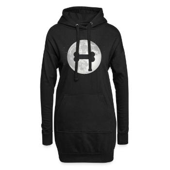 Vollmond - Hundeknochen - - Hoodie-Kleid - Schwarz - Vorne