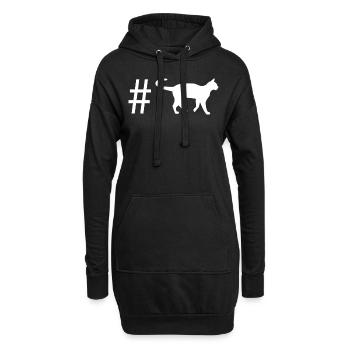 Hashtag - Chat - - Sweat-shirt à capuche long Femme - noir - Devant
