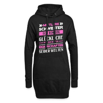 Mittelkind Sandwichkind Mittlere Schwester - Hoodie-Kleid - Schwarz - Vorne