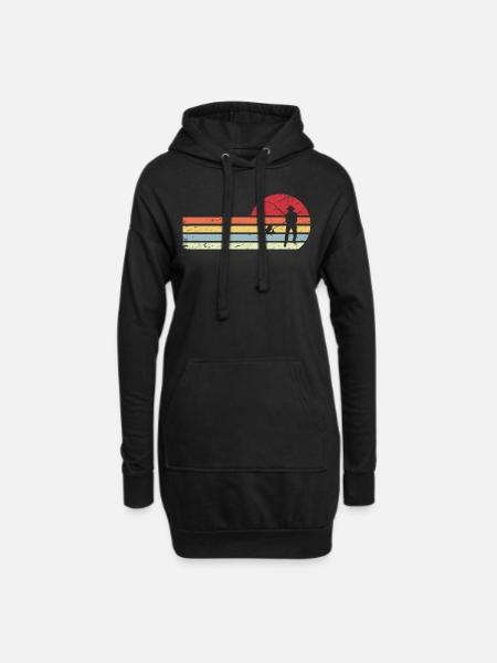 Sun and retro lines - Fishing - - Hoodie Dress - black