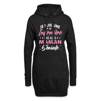 Je suis une infirmière et une maman géniale - Sweat-shirt à capuche long Femme - noir - Devant