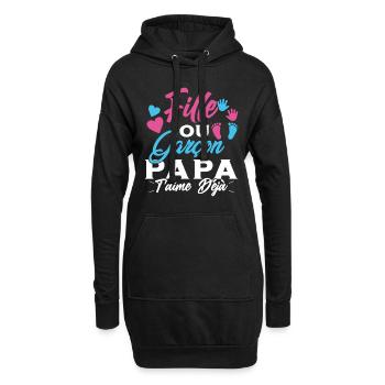Fille ou Garçon PapaT'aime déjà Annonce Futur Papa - Sweat-shirt à capuche long Femme - noir - Devant