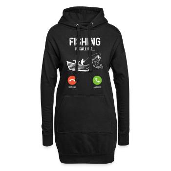 La pêche est un métier - Sweat-shirt à capuche long Femme - noir - Devant