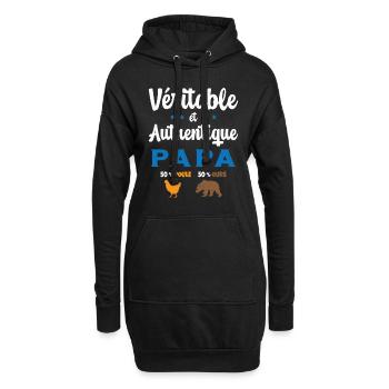 Homme Véritable et Authentique Papa Poule et Ours - Sweat-shirt à capuche long Femme - noir - Devant