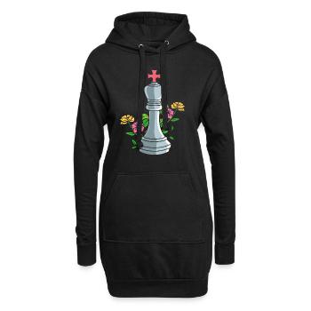 Königin Schachfigur mit Blumen Schachmeister - Hoodie-Kleid - Schwarz - Vorne